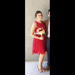 Wine-red, knee length dress!